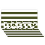 Horizontal Stripes - White and Army Green PARTY 3D Greeting Card (8x4)