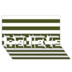 Horizontal Stripes - White and Army Green BELIEVE 3D Greeting Card (8x4)