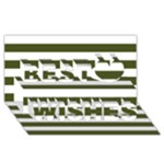 Horizontal Stripes - White and Army Green Best Wish 3D Greeting Card (8x4)