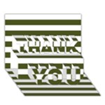 Horizontal Stripes - White and Army Green THANK YOU 3D Greeting Card (7x5)