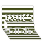 Horizontal Stripes - White and Army Green You Did It 3D Greeting Card (7x5)