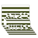 Horizontal Stripes - White and Army Green Get Well 3D Greeting Card (7x5)