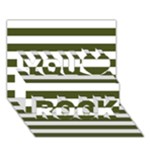 Horizontal Stripes - White and Army Green You Rock 3D Greeting Card (7x5)