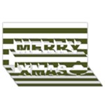 Horizontal Stripes - White and Army Green Merry Xmas 3D Greeting Card (8x4)