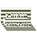 Horizontal Stripes - White and Army Green Laugh Live Love 3D Greeting Card (8x4)