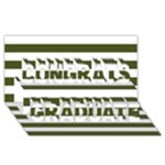 Horizontal Stripes - White and Army Green Congrats Graduate 3D Greeting Card (8x4)