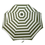 Horizontal Stripes - White and Army Green Folding Umbrella