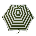 Horizontal Stripes - White and Army Green Mini Umbrella