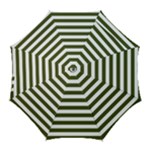 Horizontal Stripes - White and Army Green Golf Umbrella