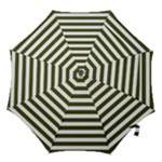 Horizontal Stripes - White and Army Green Hook Handle Umbrella (Small)