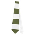 Horizontal Stripes - White and Army Green Necktie (One Side)