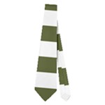 Horizontal Stripes - White and Army Green Necktie (Two Side)