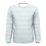Horizontal Stripes - White and Bubbles Cyan Men s Long Sleeve T-shirt