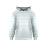 Horizontal Stripes - White and Bubbles Cyan Kid s Pullover Hoodie