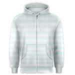 Horizontal Stripes - White and Bubbles Cyan Men s Zipper Hoodie