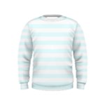 Horizontal Stripes - White and Bubbles Cyan Kid s Sweatshirt