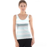 Horizontal Stripes - White and Bubbles Cyan Tank Top
