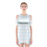 Horizontal Stripes - White and Bubbles Cyan Women s Cutout Shoulder Dress