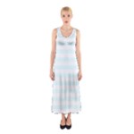 Horizontal Stripes - White and Bubbles Cyan Full Print Maxi Dress