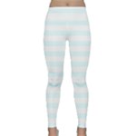 Horizontal Stripes - White and Bubbles Cyan Yoga Leggings