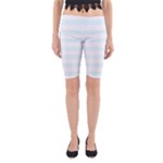 Horizontal Stripes - White and Bubbles Cyan Yoga Cropped Leggings