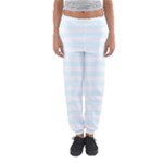 Horizontal Stripes - White and Bubbles Cyan Women s Jogger Sweatpants