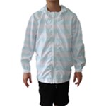 Horizontal Stripes - White and Bubbles Cyan Hooded Wind Breaker (Kids)