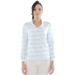 Horizontal Stripes - White and Bubbles Cyan Wind Breaker (Women)