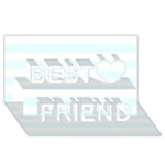Horizontal Stripes - White and Bubbles Cyan Best Friends 3D Greeting Card (8x4)