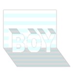 Horizontal Stripes - White and Bubbles Cyan BOY 3D Greeting Card (7x5)