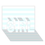 Horizontal Stripes - White and Bubbles Cyan GIRL 3D Greeting Card (7x5)