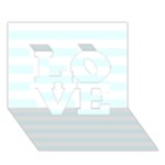 Horizontal Stripes - White and Bubbles Cyan LOVE 3D Greeting Card (7x5)