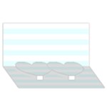 Horizontal Stripes - White and Bubbles Cyan Twin Heart Bottom 3D Greeting Card (8x4)