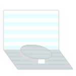 Horizontal Stripes - White and Bubbles Cyan Circle Bottom 3D Greeting Card (7x5)