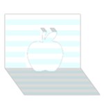 Horizontal Stripes - White and Bubbles Cyan Apple 3D Greeting Card (7x5)