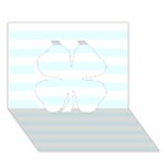 Horizontal Stripes - White and Bubbles Cyan Clover 3D Greeting Card (7x5)