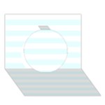 Horizontal Stripes - White and Bubbles Cyan Circle 3D Greeting Card (7x5)