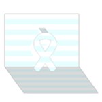 Horizontal Stripes - White and Bubbles Cyan Ribbon 3D Greeting Card (7x5)