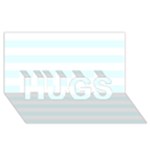 Horizontal Stripes - White and Bubbles Cyan HUGS 3D Greeting Card (8x4)