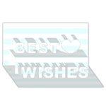 Horizontal Stripes - White and Bubbles Cyan Best Wish 3D Greeting Card (8x4)