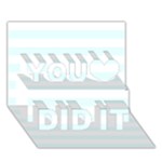 Horizontal Stripes - White and Bubbles Cyan You Did It 3D Greeting Card (7x5)