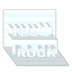 Horizontal Stripes - White and Bubbles Cyan You Rock 3D Greeting Card (7x5)