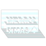 Horizontal Stripes - White and Bubbles Cyan Merry Xmas 3D Greeting Card (8x4)