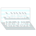 Horizontal Stripes - White and Bubbles Cyan Laugh Live Love 3D Greeting Card (8x4)
