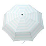 Horizontal Stripes - White and Bubbles Cyan Folding Umbrella