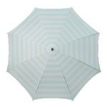 Horizontal Stripes - White and Bubbles Cyan Golf Umbrella
