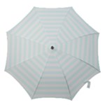 Horizontal Stripes - White and Bubbles Cyan Hook Handle Umbrella (Medium)