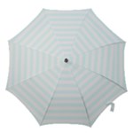 Horizontal Stripes - White and Bubbles Cyan Hook Handle Umbrella (Large)