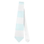 Horizontal Stripes - White and Bubbles Cyan Necktie (One Side)