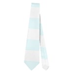 Horizontal Stripes - White and Bubbles Cyan Necktie (Two Side)